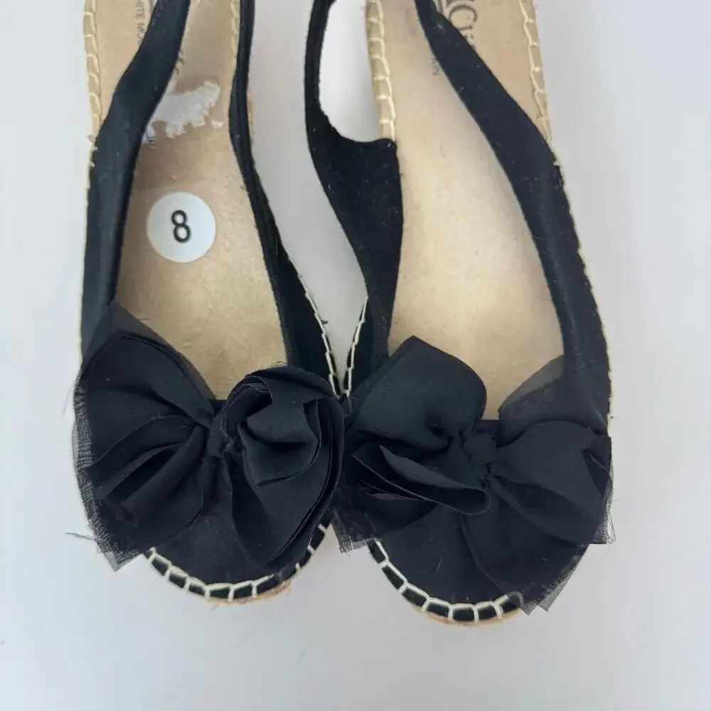 Cliffs By White Mountain Womens Sling Back Fabric Espadrille Size 8 Bow Black